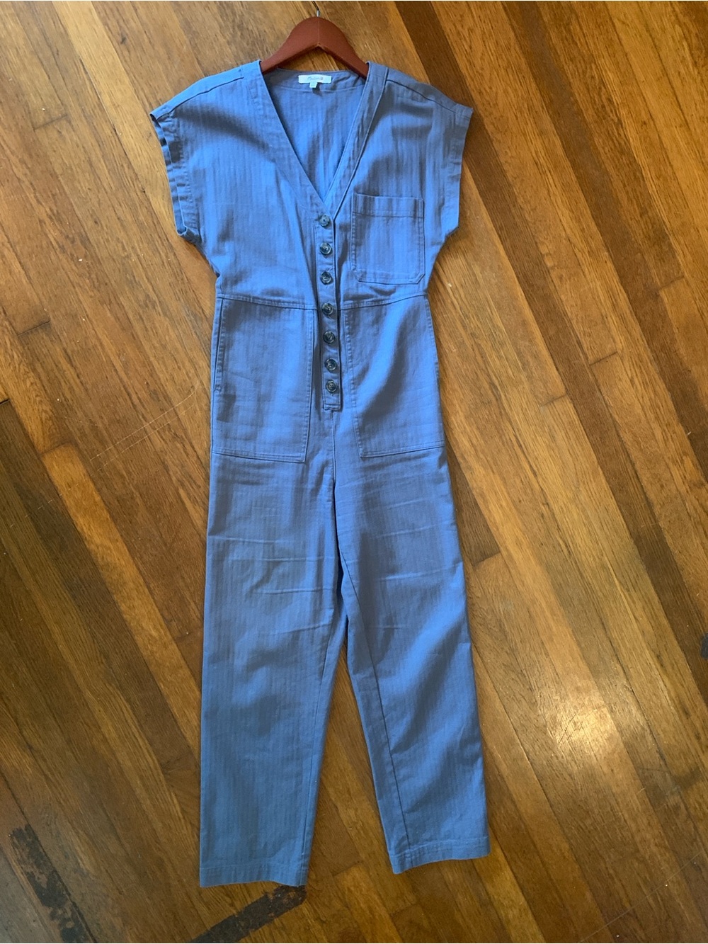 Madewell light Blue Button-Front Utility Jumpsuit